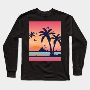 Sunset at beach - Hand drawn Long Sleeve T-Shirt